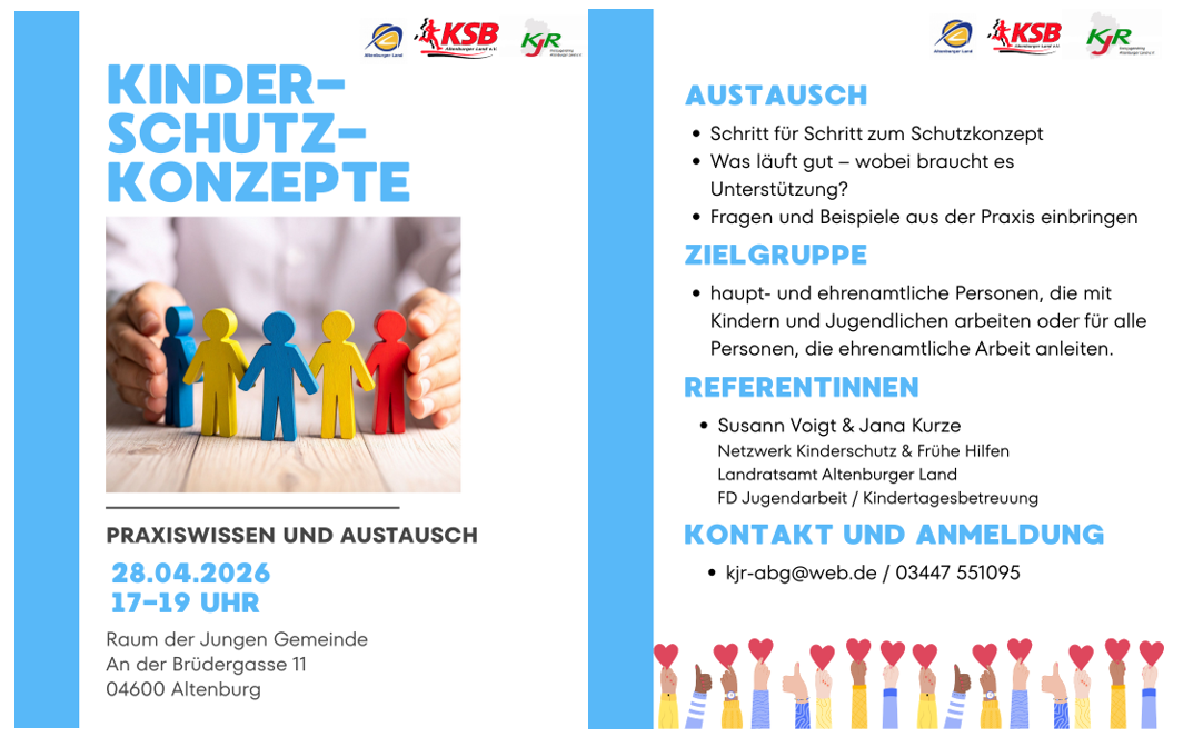 KINDERSCHUTZKONZEPTE -  Praxiswissen & Austausch am 28.04. in Altenburg